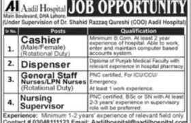 Jobs at Aadil Hospital Lahore 2022