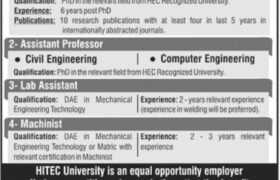 Jobs at HITEC University Taxila 2022