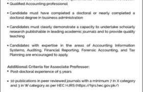 Accounting Faculty Positions at IBA Karachi 2022