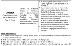 Vacancy at Public Sector Organization Islamabad 2022