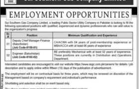Jobs at SSGCL Balochistan 2022