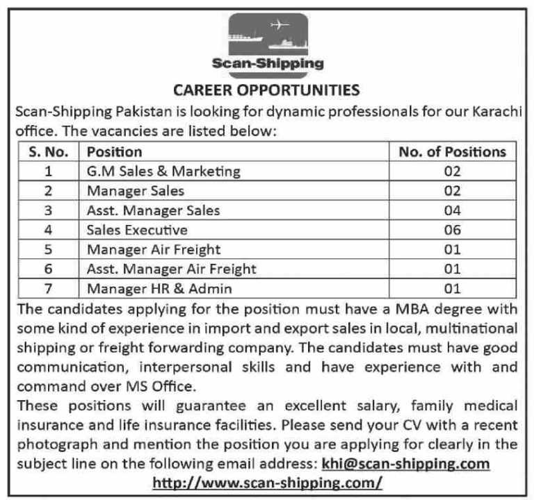 Jobs at Scan Shipping Karachi 2022