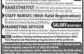 Jobs at Surraya Azeem Hospital Lahore 2022
