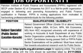 Jobs at PIPFA Karachi 2022