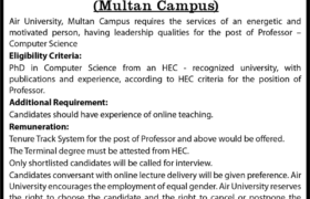 Jobs at Air University Multan Campus 2022