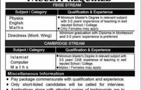 Jobs at Bahria College Anchorage Islamabad 2022