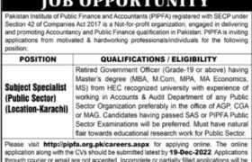 Jobs at PIPFA Karachi 2022