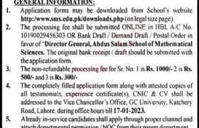 Jobs at ASSMS GC University Lahore 2022