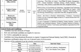 Trainees Required at Punjab Food Authority 2022