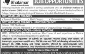 Jobs at SIHS Shalamar Hospital 2023