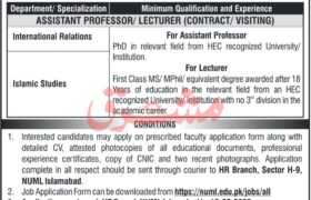 Vacancies at NUML Peshawar Branch 2023