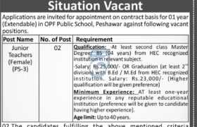 Jobs at OPF Public School Peshawar 2023