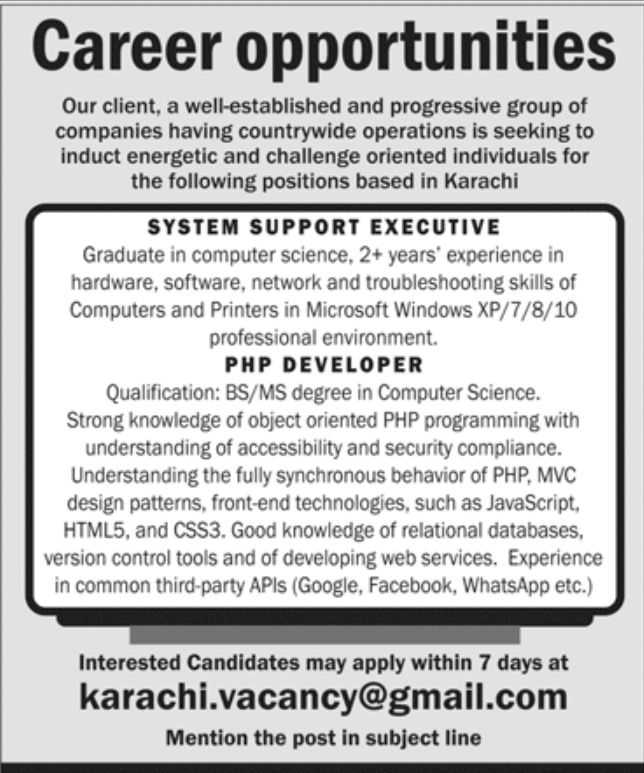 Jobs at Karachi Based Company 2023