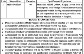 Jobs at Cantonment Board Nowshera 2023