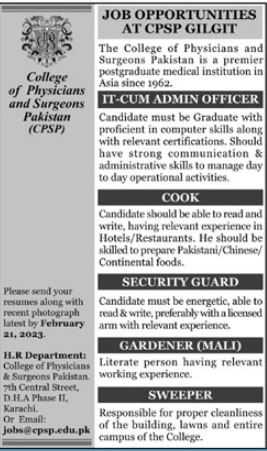 New Jobs at CPSP Gilgit 2023