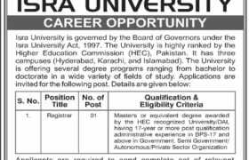 Position at ISRA University Hyderabad 2023