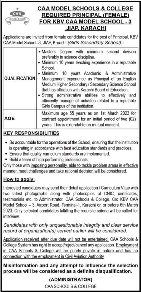 education jobs karachi 2023