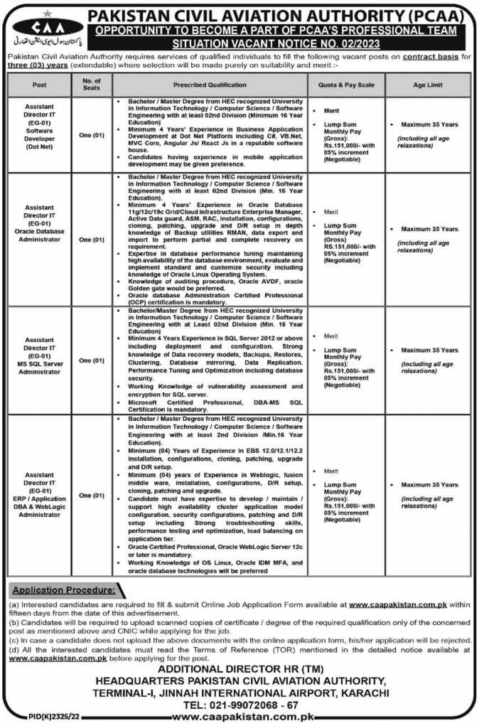 Jobs at Pakistan Civil Aviation Authority 2023