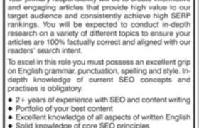 SEO Content Writer Jobs in Lahore 2023