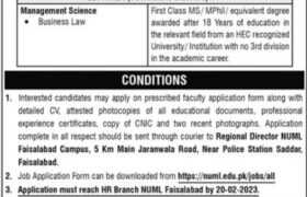 Vacancies at NUML Faisalabad Branch 2023