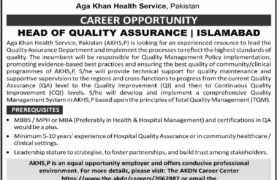 Job at Aga Khan Health Service Islamabad 2023