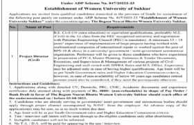 Jobs at BNB Women University Sukkur 2023