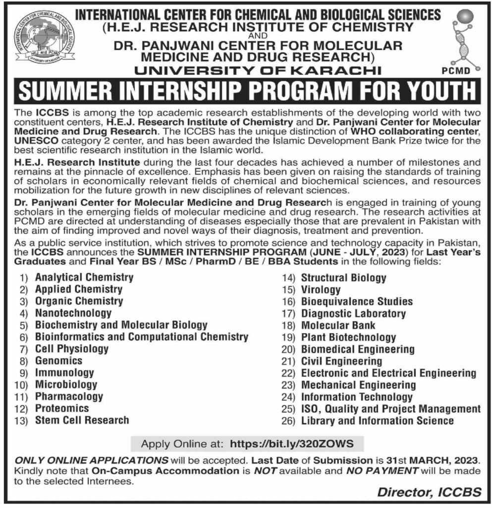 latest jobs in pakistan, jobs in pakistan, latest jobs pakistan, summer internship program for youth 2023, univesity of karachi jobs, internships in pakistan, latest internships in pakistan