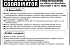 Insurance Coordinator Required in Karachi 2023