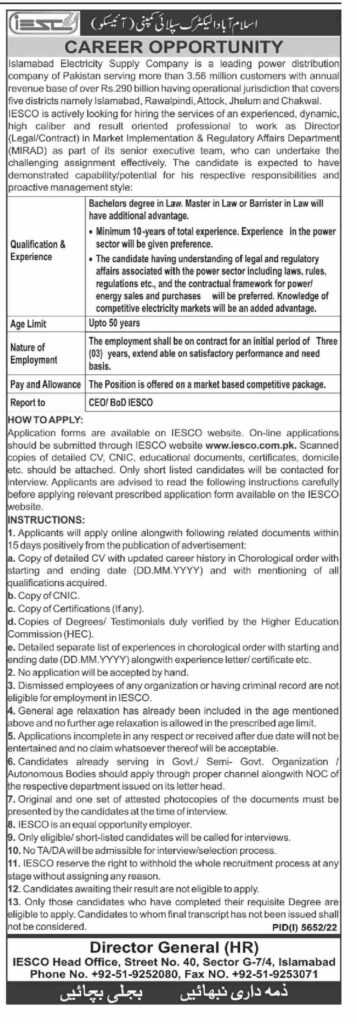 Position at IESCO 2023