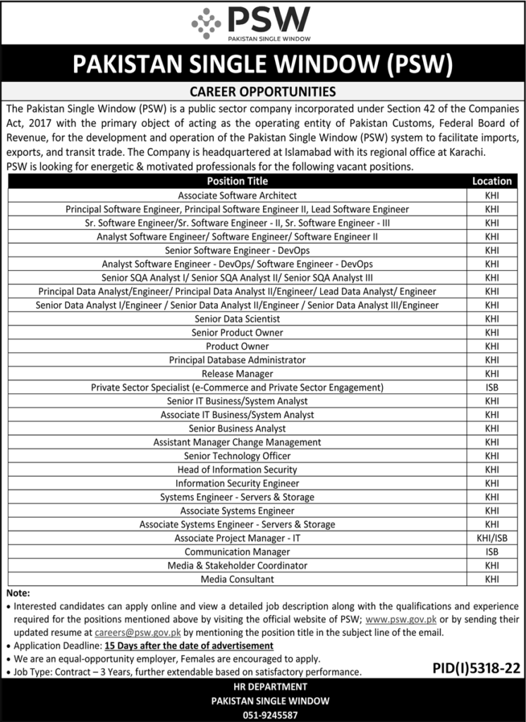 Latest PSW Jobs in Islamabad & Karachi 2023