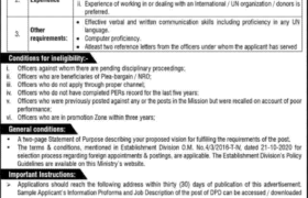 Position Available at MOFEPT Islamabad 2023