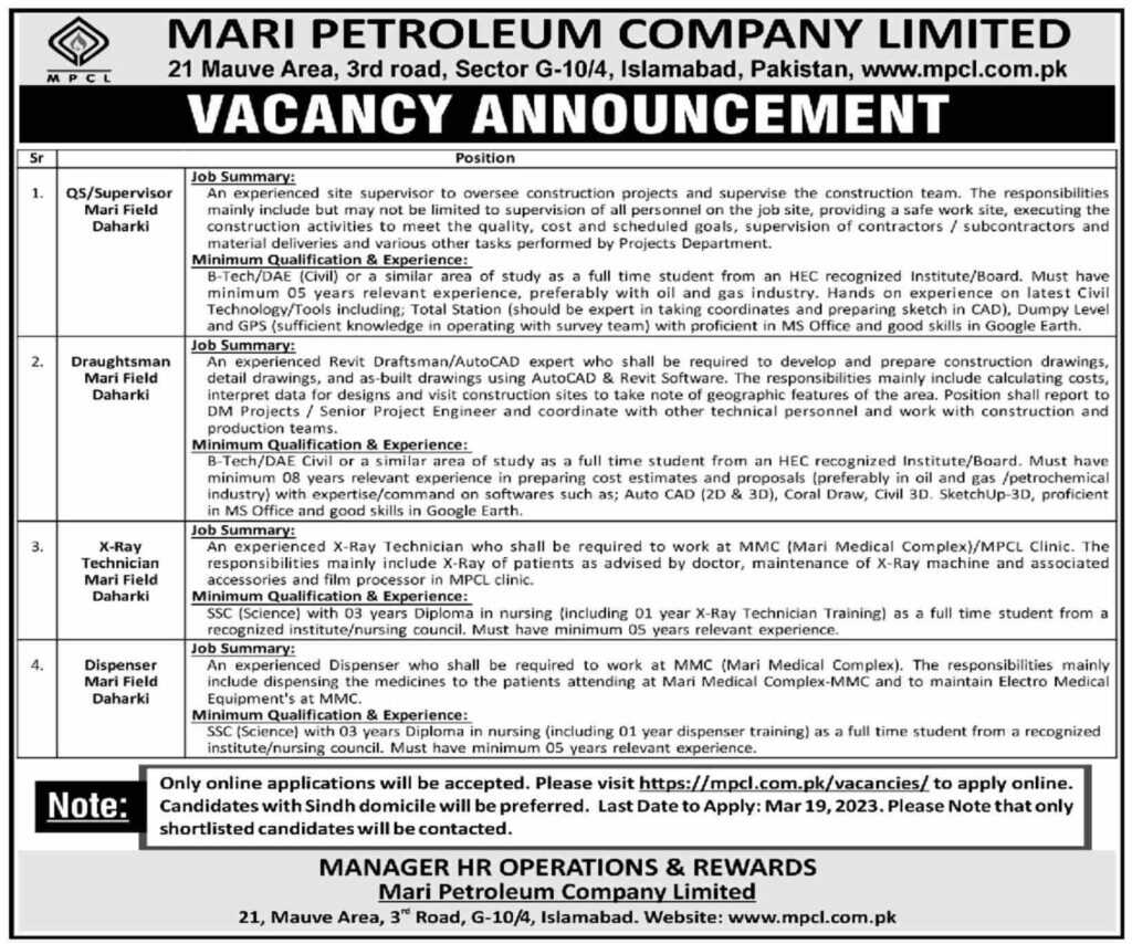Jobs at Marri Petroleum Company Limited 2023
