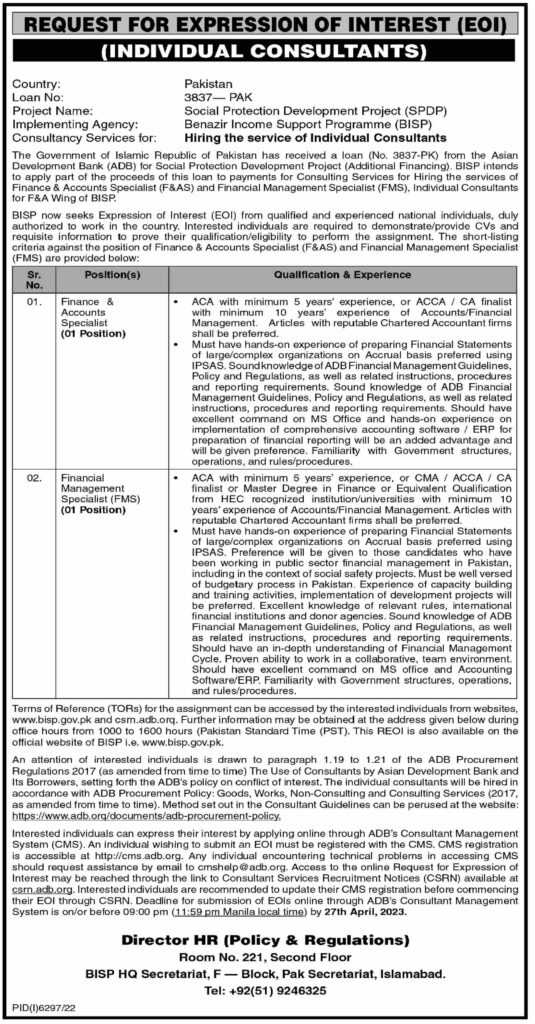 Consultant Positions at BISP 2023