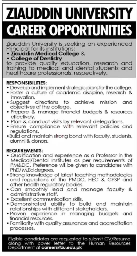 Position at Ziauddin Medical College 2023