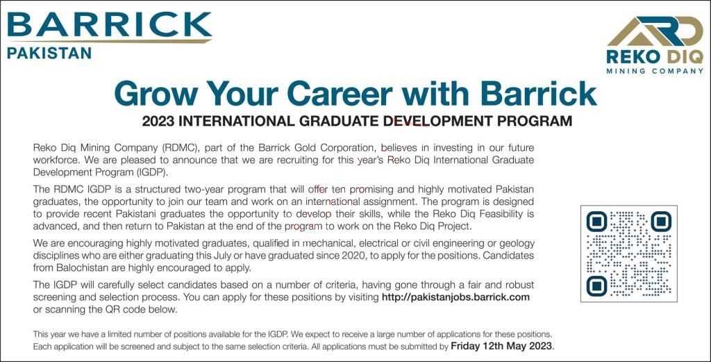 Barrick International Graduate Development Program 2023