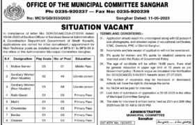 Jobs at Municpal Committee Sanghar 2023