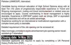 New Job at UNMOGIP Islamabad 2023
