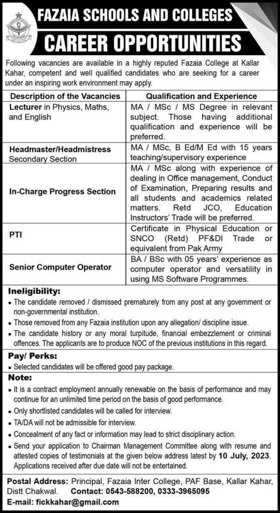 latest jobs in punjab, paf jobs, paf education sector jobs, new jobs at fazaia college kallar kahar 2023, latest jobs in pakistan, jobs in pakistan, latest jobs pakistan, newspaper jobs today, latest jobs today, jobs today, jobs search, jobs hunt, new hirings, jobs nearby me,
