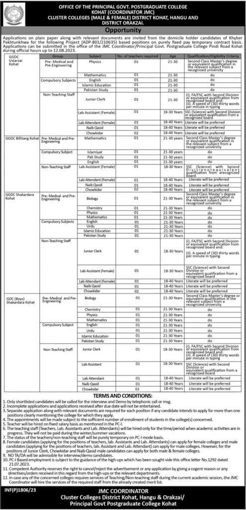 latest jobs in kohat, new jobs at govt postgraduate college kohat 2023, latest jobs in pakistan, jobs in pakistan, latest jobs pakistan, newspaper jobs today, latest jobs today, jobs today, jobs search, jobs hunt, new hirings, jobs nearby me,