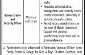 New Job at APS&C Chaklala Garrison 2023