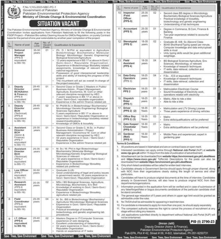 pakistan-environmental-protection-agency-jobs-2023-latest-jobs-in