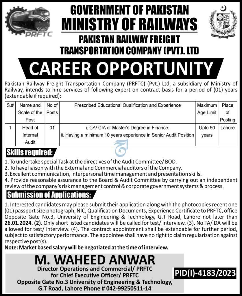 latest jobs in islamabad, pakistan railways jobs, job at ministry of railways prftc pvt ltd 2024, latest jobs in pakistan, jobs in pakistan, latest jobs pakistan, newspaper jobs today, latest jobs