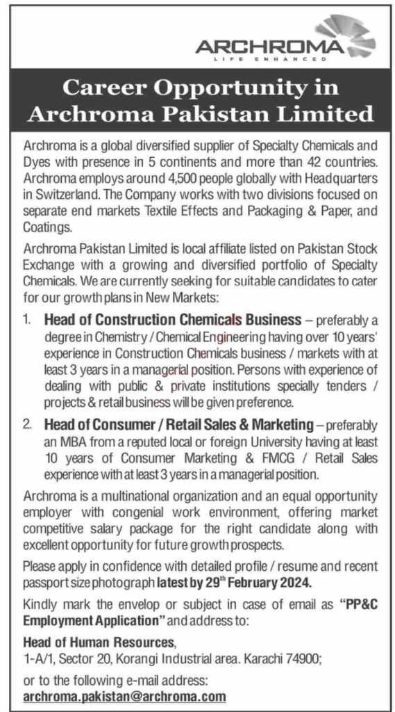 latest jobs in karachi, jobs in karachi, new jobs at archroma pakistan limited 2024, latest jobs in pakistan, jobs in pakistan, latest jobs pakistan, newspaper jobs today, latest jobs today, jobs today, jobs search, jobs hunt, new hirings, jobs nearby me,