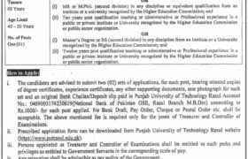 Jobs at Punjab University of Technology Rasul 2024