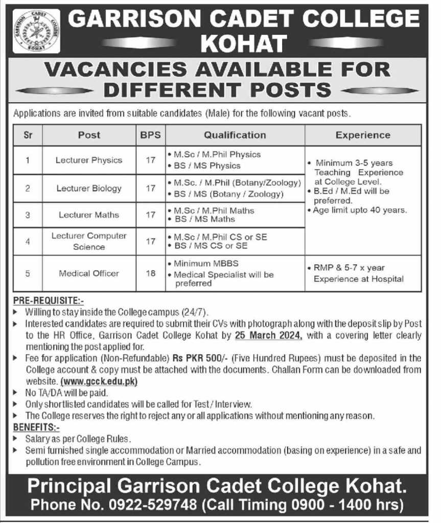 latest jobs in kpk, jobs in kohat today, jobs at garrison cadet college kohat 2024, latest jobs in pakistan, jobs in pakistan, latest jobs pakistan, newspaper jobs today, latest jobs today, jobs today, jobs search, jobs hunt, new hirings, jobs nearby me,