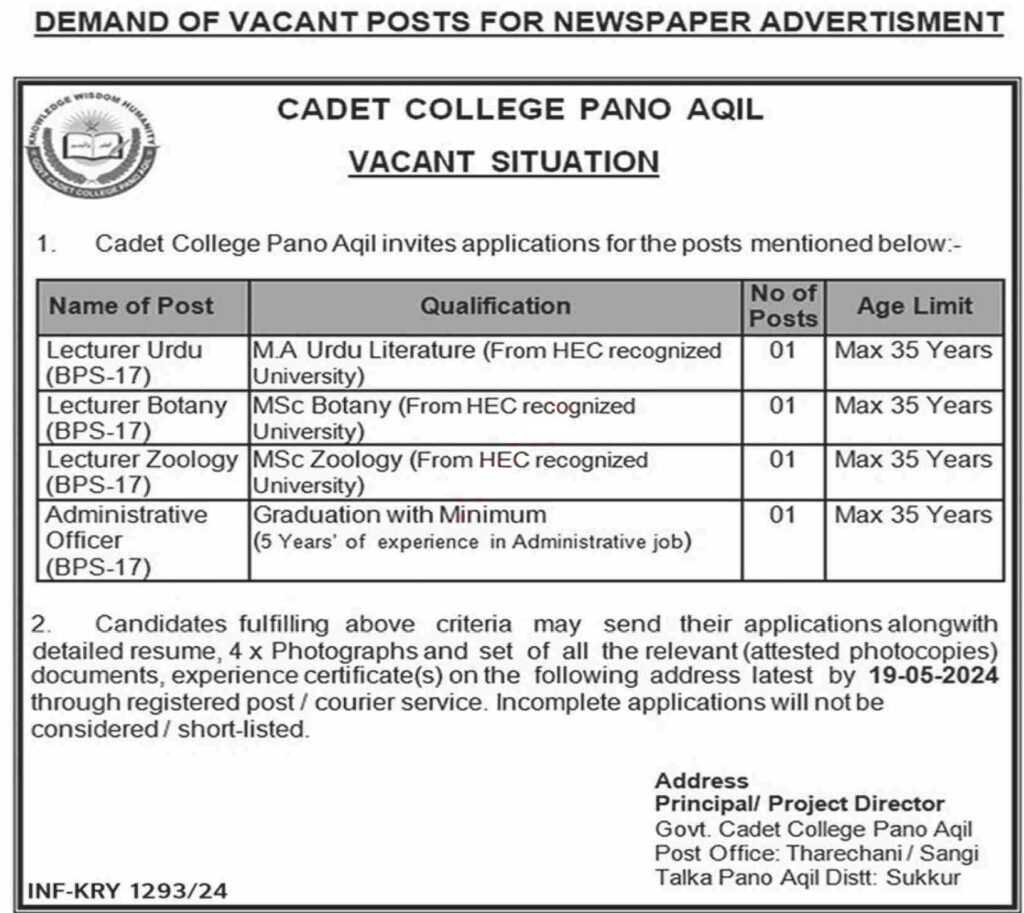 latest jobs in sindh, jobs in sindh, sindh govt jobs, jobs at cadet college pano aqil sindh 2024, latest jobs in pakistan, jobs in pakistan, latest jobs pakistan, newspaper jobs today, latest jobs today, jobs today, jobs search, jobs hunt, new hirings, jobs nearby me,