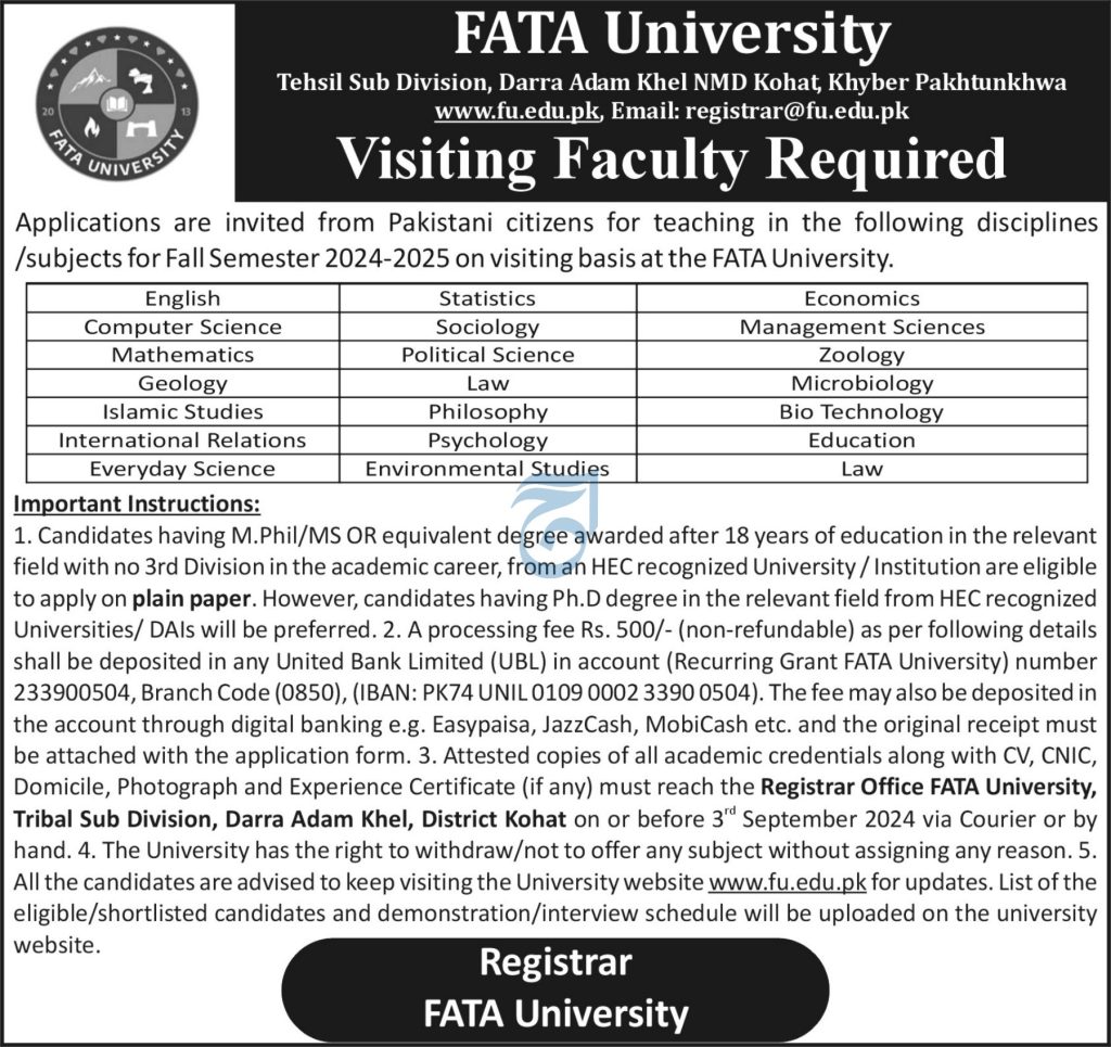 latest jobs in fata university, jobs in kohat, jobs at fata university kohat 2024, latest jobs in pakistan, jobs in pakistan, latest jobs pakistan, newspaper jobs today, latest jobs today, jobs today, jobs search, jobs hunt, new hirings, jobs nearby me,