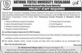 Consultancy Positions at NTU Faisalabad 2024