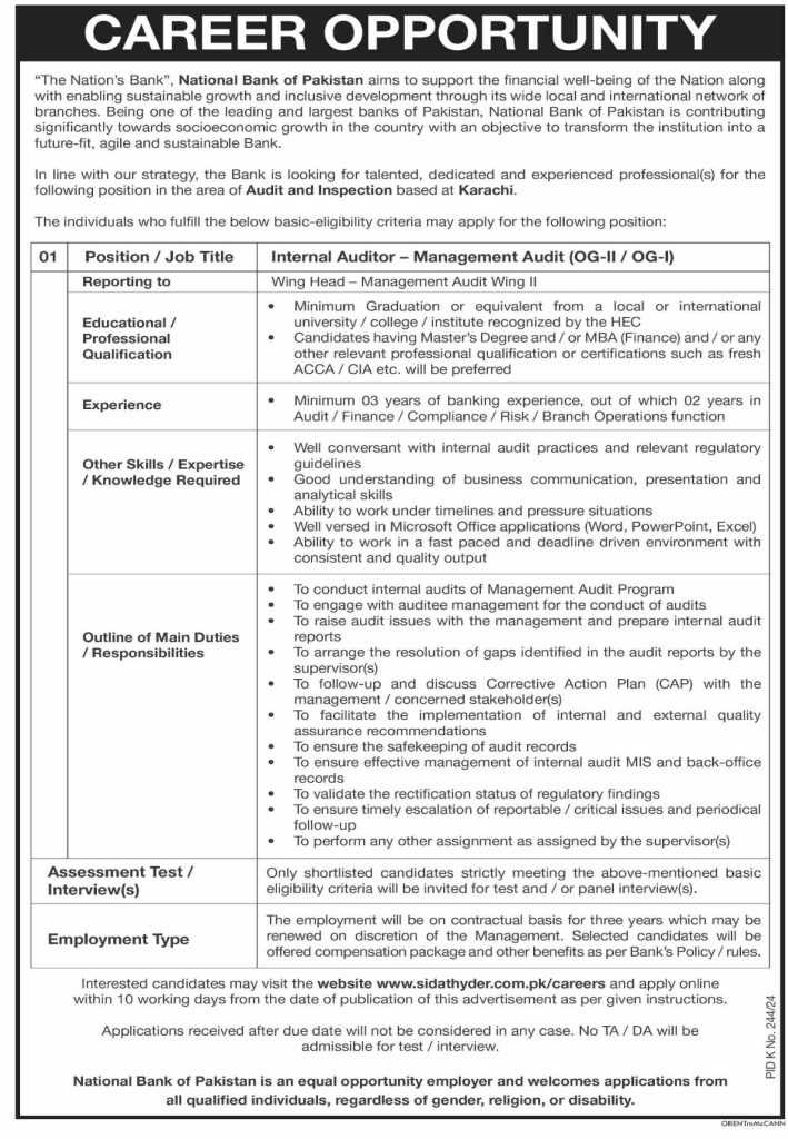 Jobs at NBP Audit & Inspection Branch 2024