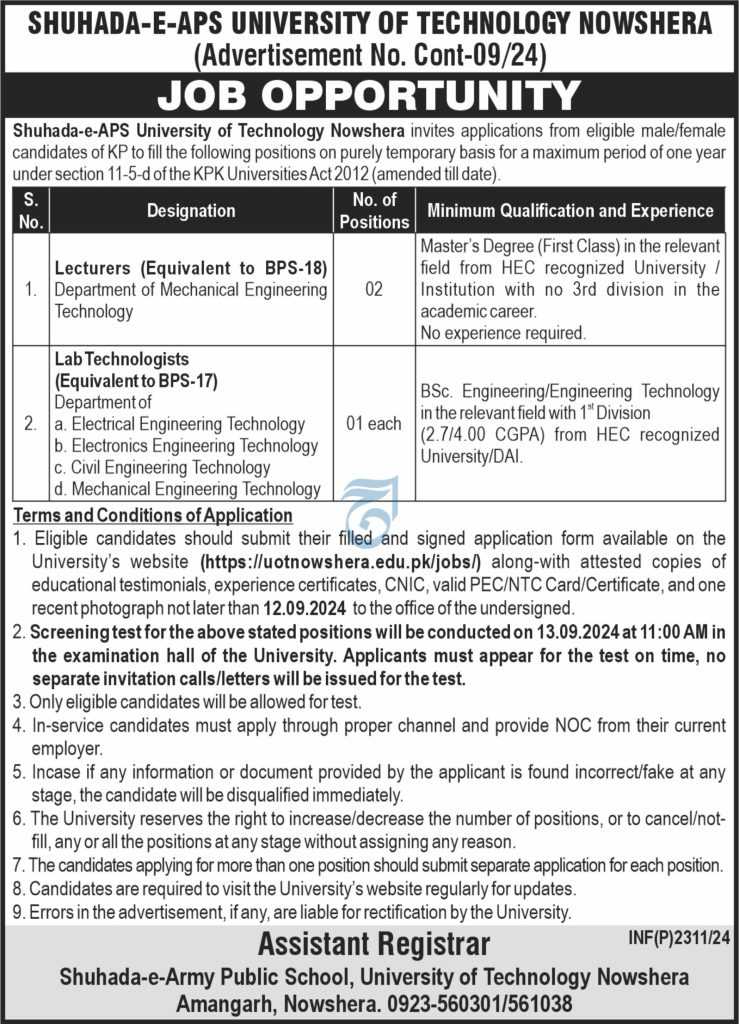 latest jobs in nowshera, jobs in kpk, teaching jobs in kpk, jobs at uni of technology nowshera 2024, latest jobs in pakistan, jobs in pakistan, latest jobs pakistan, newspaper jobs today, latest jobs today, jobs today, jobs search, jobs hunt, new hirings, jobs nearby me,